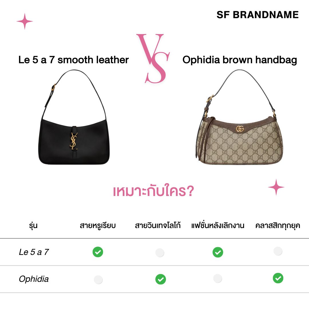 Saint laurent le 5 à 7 smooth leather VS Gucci ophidia brown small handbag