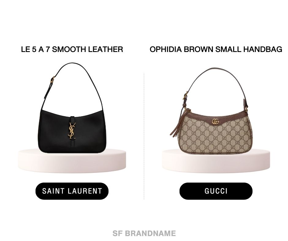 คู่ที่ 4 : Saint laurent le 5 à 7 smooth leather VS Gucci ophidia brown small handbag