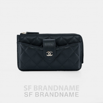 Classic Double C Zip Wallet Caviar SHW