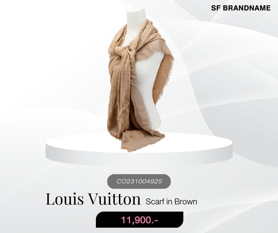 Louis Vuitton Silk Wool Monogram Shine Shawl Caramel Scarf